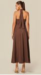 Vestido Midi em Linho Marrom