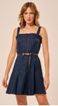 Vestido Curto de Linho Azul Marinho