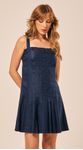 Vestido Curto de Linho Azul Marinho