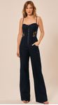 Macacão Jeans com Guipir Azul Escuro