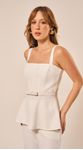 Blusa Peplum com Cinto em Alfaiataria Off
