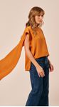 Blusa sem Mangas Assimétrica Laranja