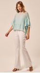 Blusa Manga 3/4 com Babado Verde Claro