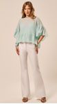 Blusa Manga 3/4 com Babado Verde Claro