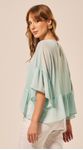 Blusa Manga 3/4 com Babado Verde Claro