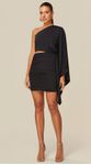 Vestido Curto Assimétrico em Malha Preto