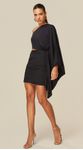 Vestido Curto Assimétrico em Malha Preto