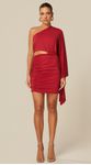 Vestido Curto Assimétrico em Malha Vermelho