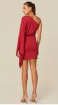 Vestido Curto Assimétrico em Malha Vermelho