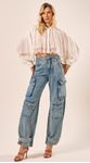 Calça Cargo em Jeans Azul