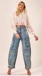 Calça Cargo em Jeans Azul