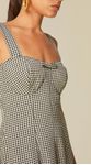 Vestido Midi com Recortes em Vichy Preto