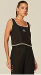 Blusa Cropped com Detalhe em Crochê Preto