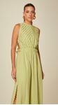 Vestido Midi com Renda em Linho Verde