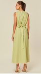 Vestido Midi com Renda em Linho Verde