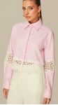 Camisa Cropped com Guipir Rosa