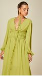 Vestido Midi com Decote V Verde