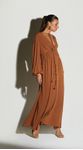 Vestido Midi com Decote V Marrom 