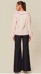 Blusa Manga Longa com Babado Rosa