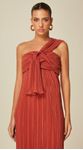 Vestido Midi em Malha Plissada Terracota