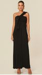 Vestido Midi em Malha Plissada Preto