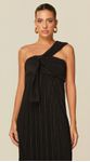 Vestido Midi em Malha Plissada Preto
