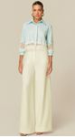 Camisa Cropped com Guipir Verde Claro