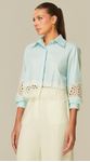 Camisa Cropped com Guipir Verde Claro
