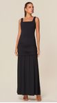 Vestido Longo em Malha com Textura Preto