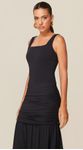 Vestido Longo em Malha com Textura Preto