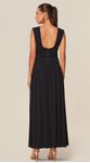Vestido Longo com Decote Alto em Malha Preto