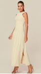 Vestido Longo com Decote Alto em Malha Off