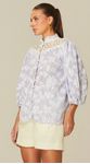Camisa Manga Longa em Jacquard Azul