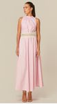 Vestido Midi com Renda Rosa