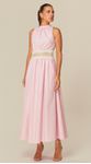 Vestido Midi com Renda Rosa