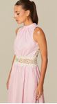 Vestido Midi com Renda Rosa