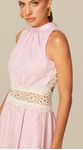 Vestido Midi com Renda Rosa
