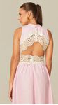 Vestido Midi com Renda Rosa