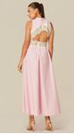 Vestido Midi com Renda Rosa