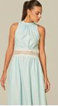 Vestido Midi com Renda Verde