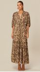 Vestido Midi com Mangas 3/4 Estampado 