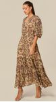 Vestido Midi com Mangas 3/4 Estampado 
