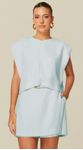 Blusa Cropped em Alfaiataria Azul Claro
