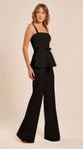 Blusa Peplum com Cinto em Alfaiataria Preto