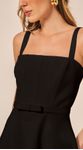 Blusa Peplum com Cinto em Alfaiataria Preto