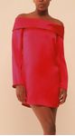 Vestido Curto de Manga Longa Vermelho