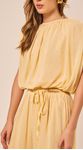Calça Reta com Cinto Amarelo Claro