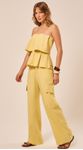 Blusa em Alfaiataria com Franzidos Amarelo