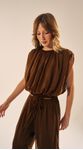 Blusa Balonê sem Mangas Marrom 