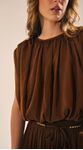 Blusa Balonê sem Mangas Marrom 